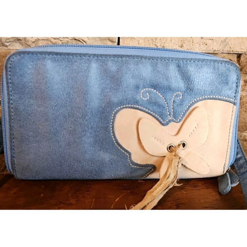 Butterfly Clutch, Wallet, Purse Blue With Butterfly - Picture 3 of 15